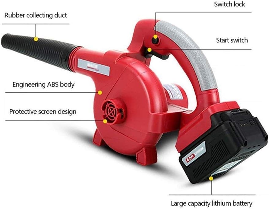 Convenient 2-in-1 Garden Blower, Electric Leaf Blower and Vacuum & Shredder Lightweight Stepless Speed Change (Color : 4.0Ah, Size : 1×Battery) (4.0ah 1×Battery)
