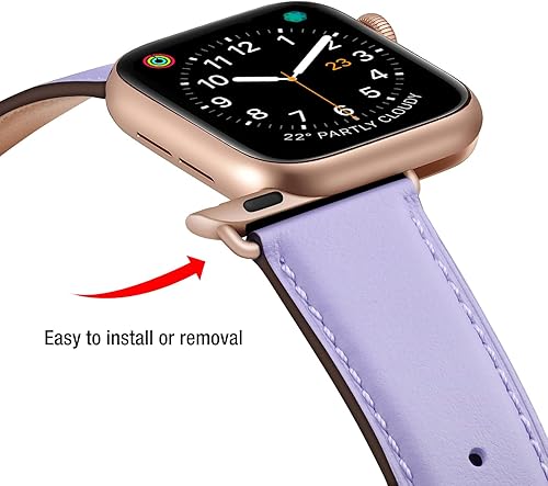 Miniatura 10 de OMIU correas compatibles con Apple Watch de 1.49, 1.57, 1.65 y 1.73pulgadas correa de repuesto de cuero auténtico compatible con Apple Watch Series