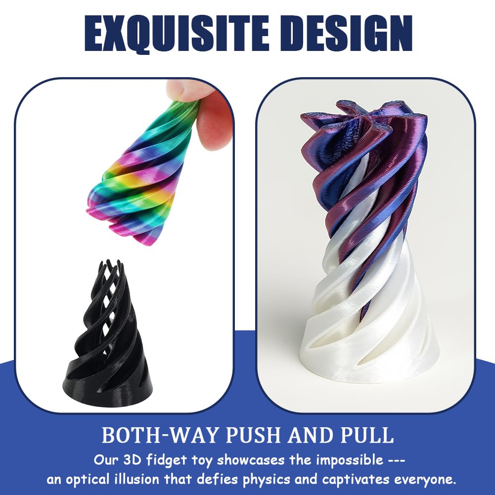 LEBKFT 4 Pcs 3D Printed Spiral Cone Fidget Toys - Image 3