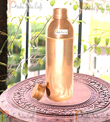 Prisha India Craft (Set Of 2) Copper New Bislery Stylish Bottle With Ayurvedic Benefited - 800 Ml / 27 Oz Thermos Bottles Copper Water Bottles #TOP3