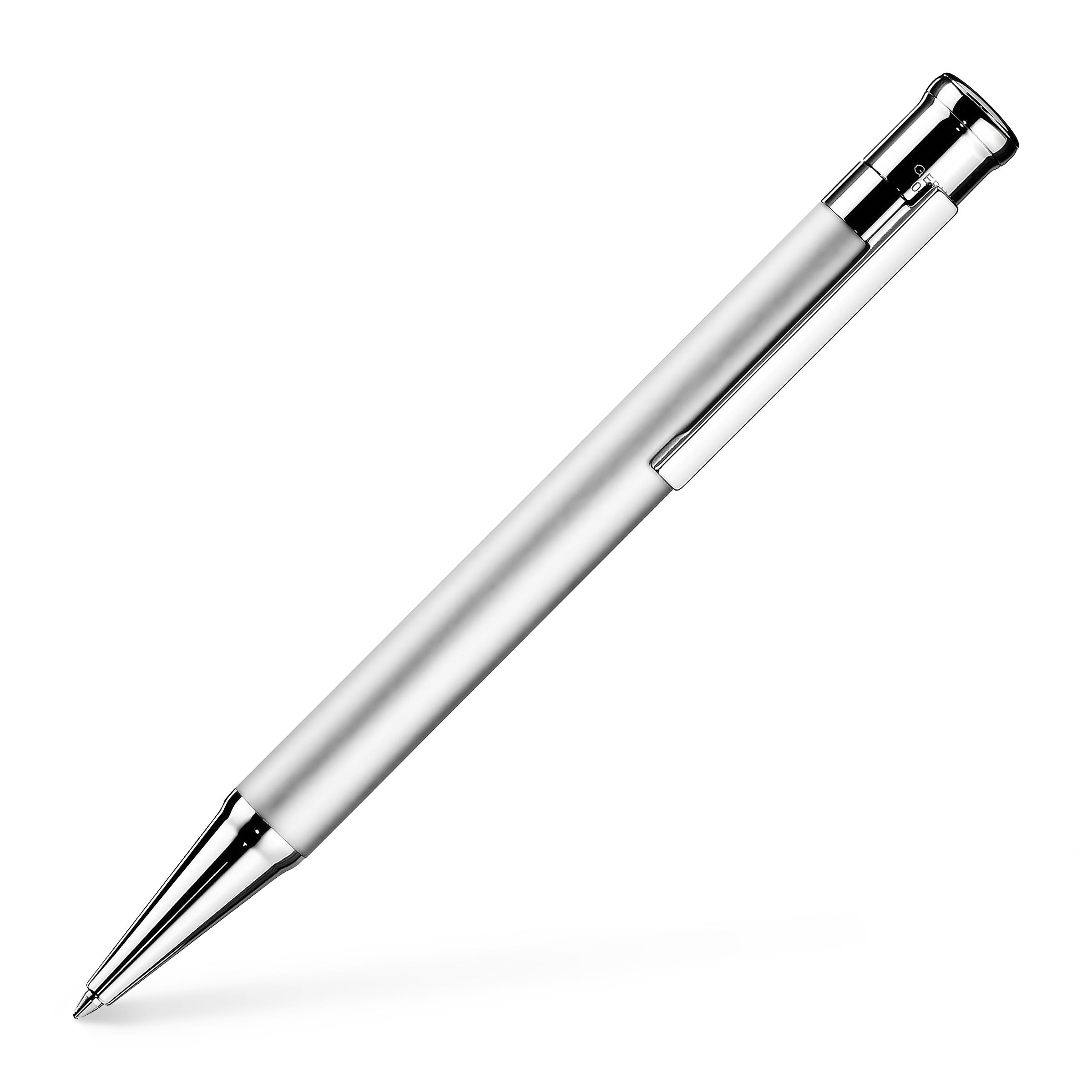 Otto Hutt 001-11606 - Kugelschreiber Design 04 in Silber, Schaft aus platiniertem Messing, Länge 13,3 cm, Durchmesser 10,8 mm