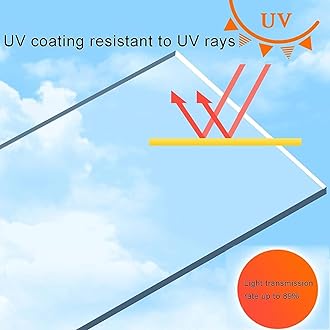 1mm Polycarbonate Roofing Sheets Clear Acrylic Plastic Sheet,Roofing Canopies Roofing Cladding Panel,Sun Protection Heat-Insulating,for Greenhouses (0.8m x 3m(2.62ft x 9.84ft))