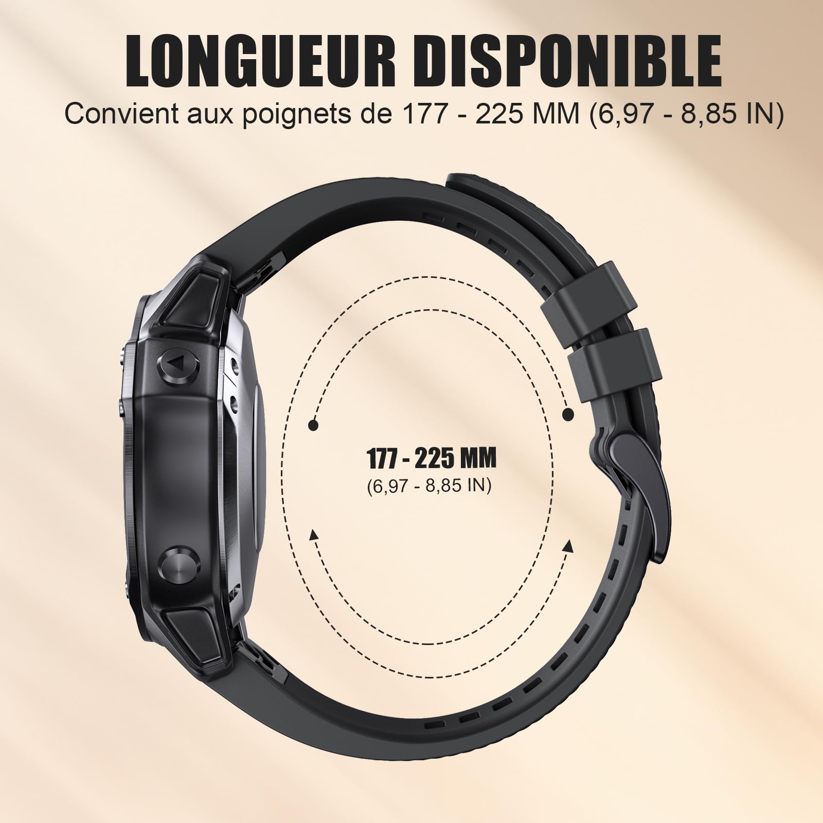NotoCity Bracelet pour Garmin Fenix 5/6/7/7 pro/6 pro/5 plus, Bracelet Quickfit 22mm Compatible avec Garmin Forerunner 935/945/955/965, Epix Gen 2, Instinct/2, Approach S60, Quatix 7/6/5/7 pro(Noir)