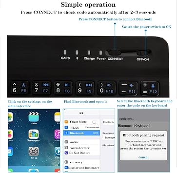 For 2.4G Ultra-Slim Bluetooth Keyboard For iPhone, iPad, Smartphone, Tablet, Windows, Apple TV, Ultra-Thin, Ultra-Light, Short-Cut Keys, QWERTY UK Layout