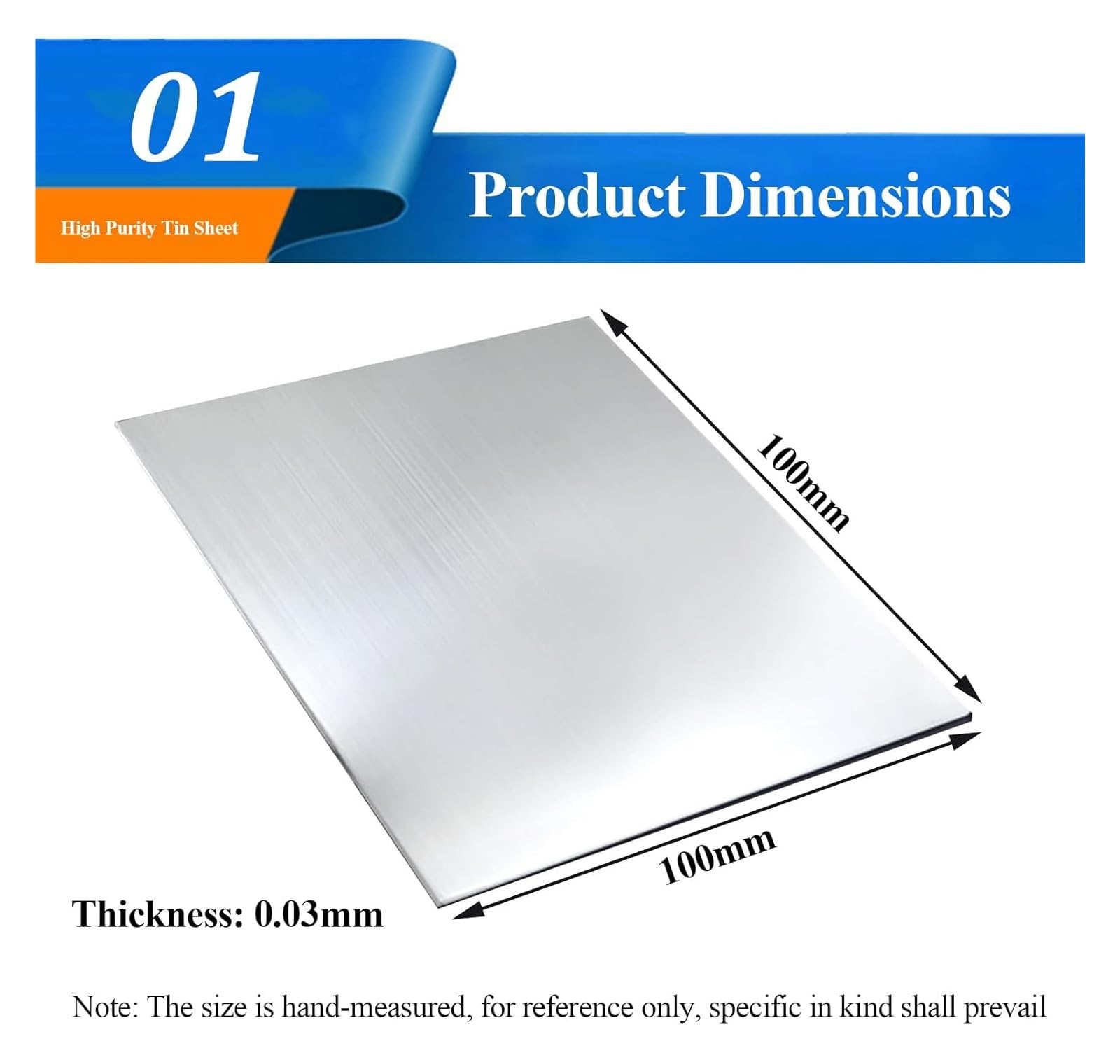 2 Stück Reinzinnblech 100 × 100 mm, dünne Sn-Metallplatte, Dicke 0,02–0,05 mm, geeignet for Metallbearbeitung und Laborforschung(100x100x0.03mm)