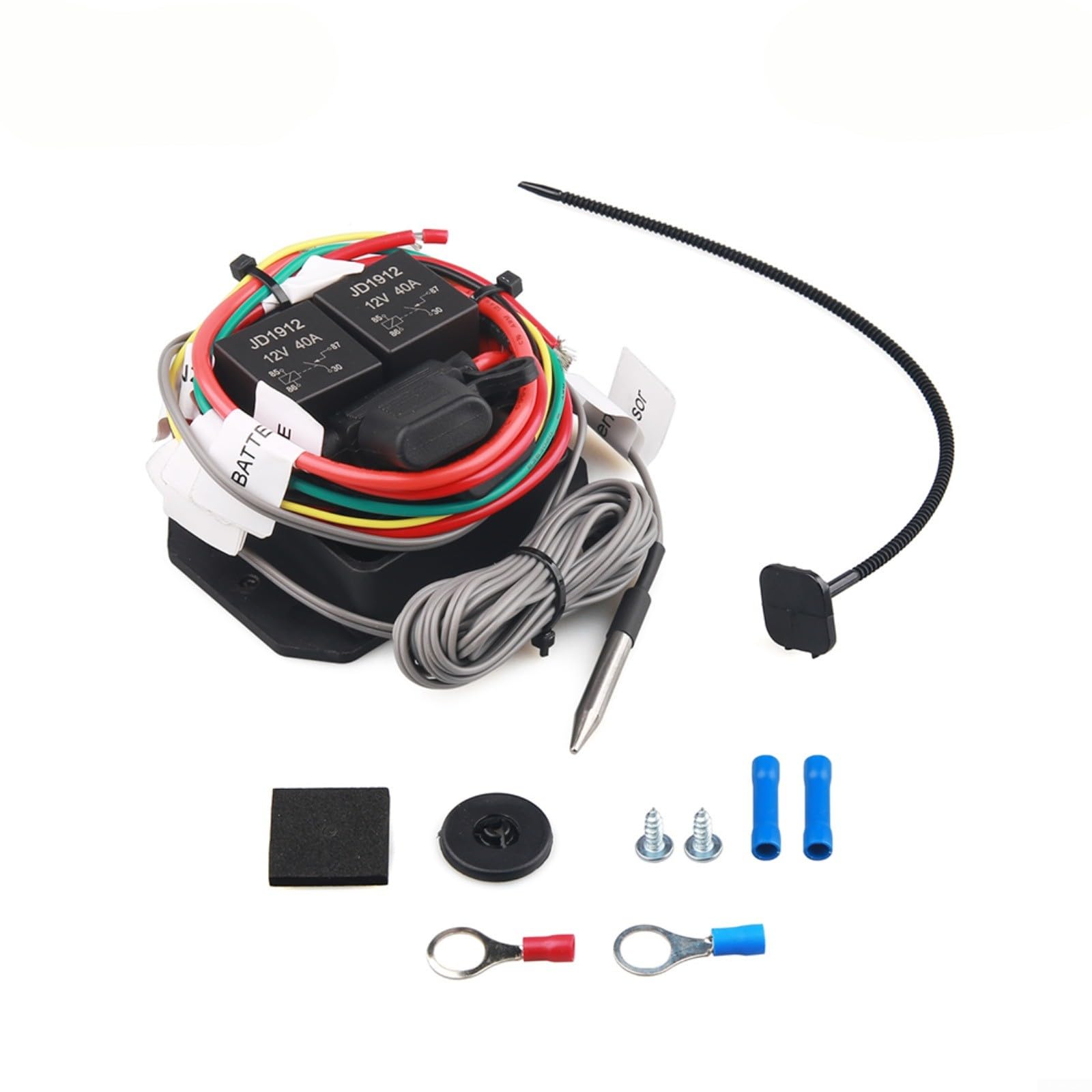 12 V Dual-Lüftersteuerungs-Schalter-Set, mit 40 A Relais und präziser Temperaturanpassung für Fahrzeugkühlungsanwendungen (1)