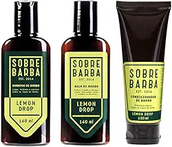Kit Trio SOBREBARBA Shampoo + Balm + Condicionador para Barba Lemon Drop