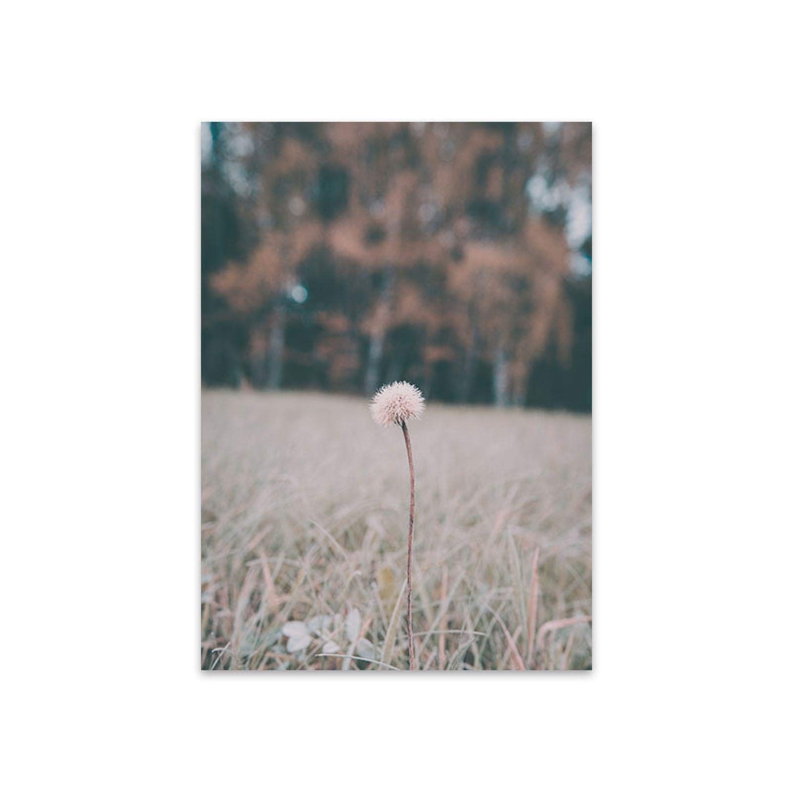 Yooyu Planta de otoño Diente de león Campo de Hierba Cartel de la Lona Naturaleza Paisaje Arte de la Pared Impresión Pintura Sala de Estar Decoración del hogar 60x80cmx3 Marco Interno
