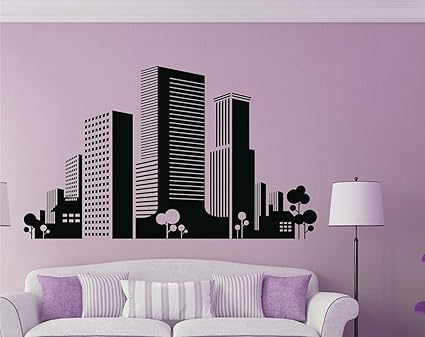 GADGETS WRAP Modern Buildings Black Wall Decal and Sticker