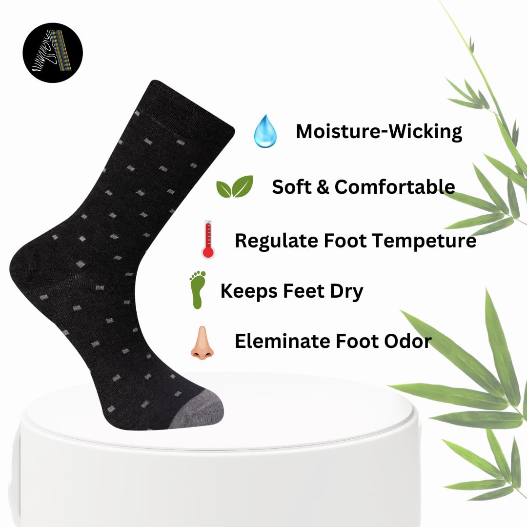 Calcetines de vestir de rayón de bambú para hombre, 6 pares con caja de regalo, sin costuras, absorben la humedad, suaves, sin olor, talla 8-12