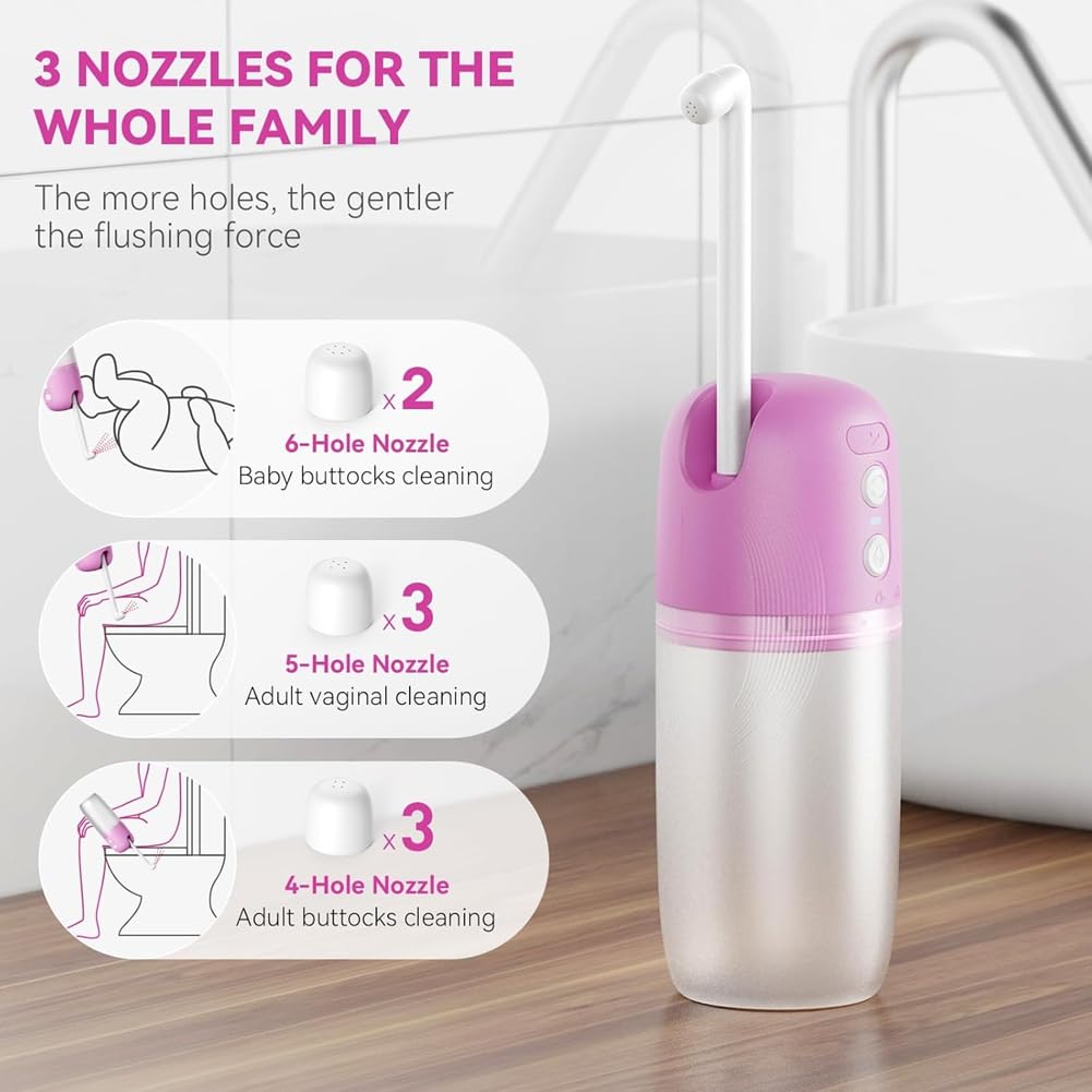 Per Bottiglia Peri per la Cura Postpartum, Bidet Portatile per Viaggi - Versione Elettrica Ricaricabile USB-C con 3 Modalità di Impostazione Della Pressione