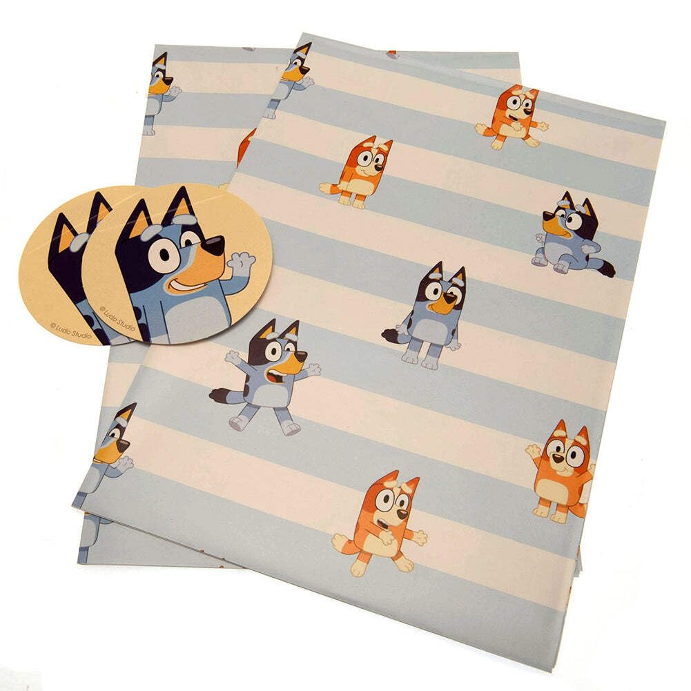 Danilo Promotions LTD BLW01 Bluey Wrapping Paper, Bluey Gift Wrapping, 2 Sheets 2 Tags Bluey