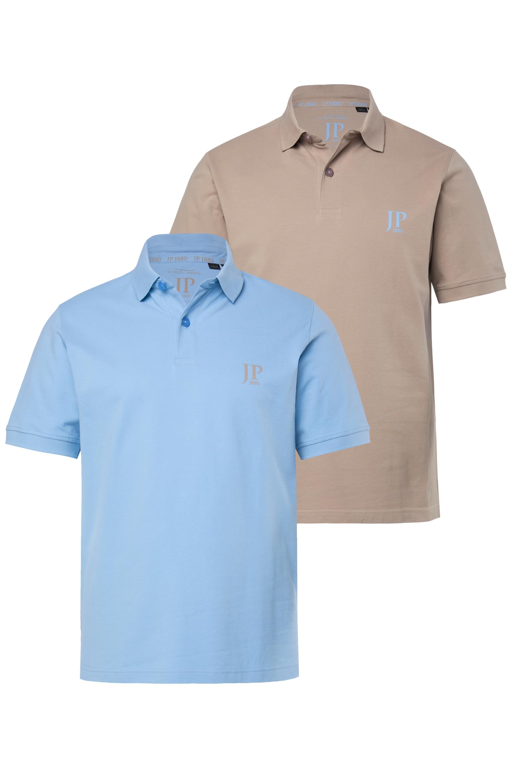 JP 1880 Herren große Größen Menswear L-8XL JP1880 Poloshirts, Basic, 2er-Pack, Piqué, gekämmte Baumwolle, bis 8 XL helles blau 3XL 704317711-3XL