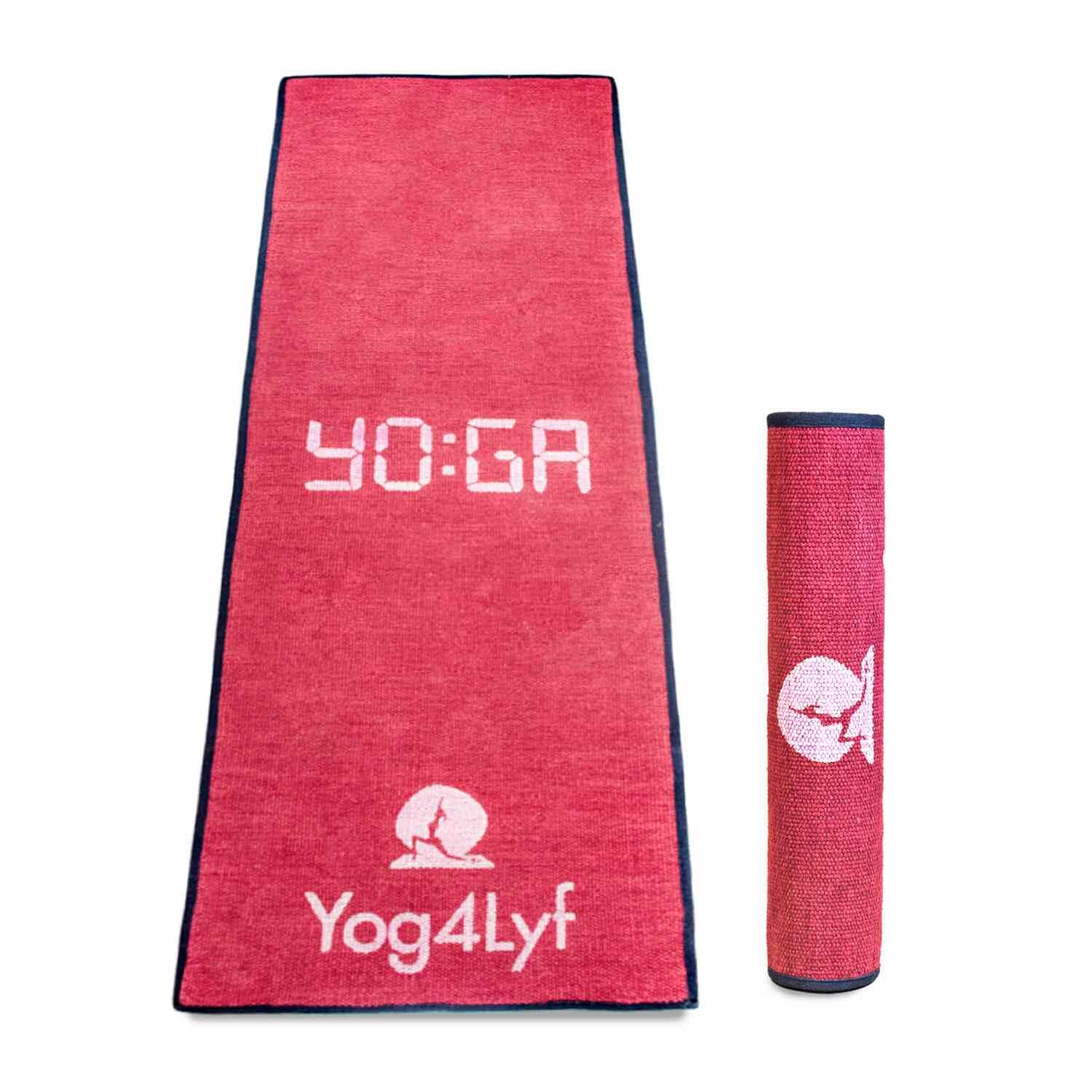 5MM Red Cotton Yoga Mat | Super Grippy | Extra Large | Motivational Yoga Quote-image-49