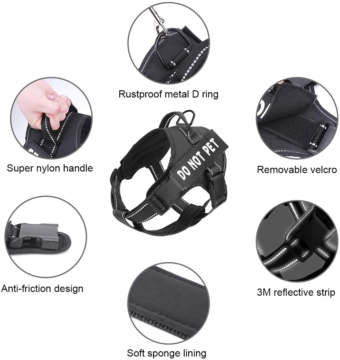 Dog Harness Personalized Name Phone Tags with Custom Patch, No Pull Pet Vest Easy Control for Walking Training for Small Medium and Large Breed(Pink-M)