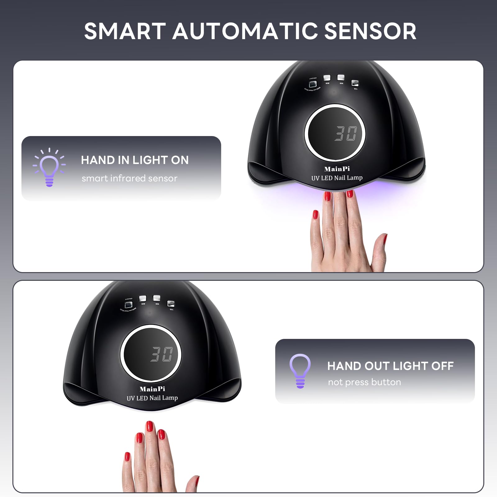 Lampada Unghie UV LED 168W,Professionale UV Unghie con 42LEDs,Asciugatura Rapida Asciuga Smalto Fornetto Unghie,Lampada Con 4 Timer e Sensore Automatico per Manicure/Pedicure (Nero)