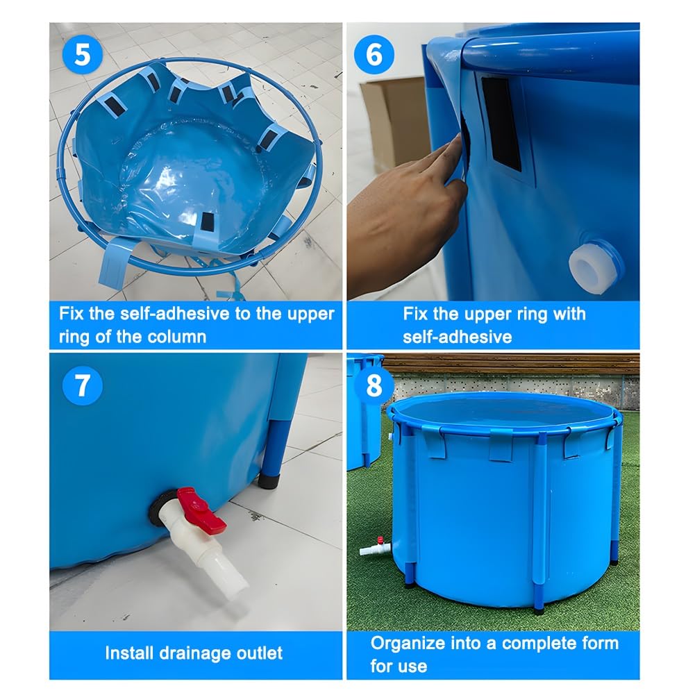 Estanque De Peces Redondo Para Exteriores Con Estructura Duradera, Piscina Elevada Para Acuario, Lona Plegable Grande Para Exteriores, Para Cría De Koi Agrícola, Fácil De Instalar(1.8x1.2 m/70.9x47.2