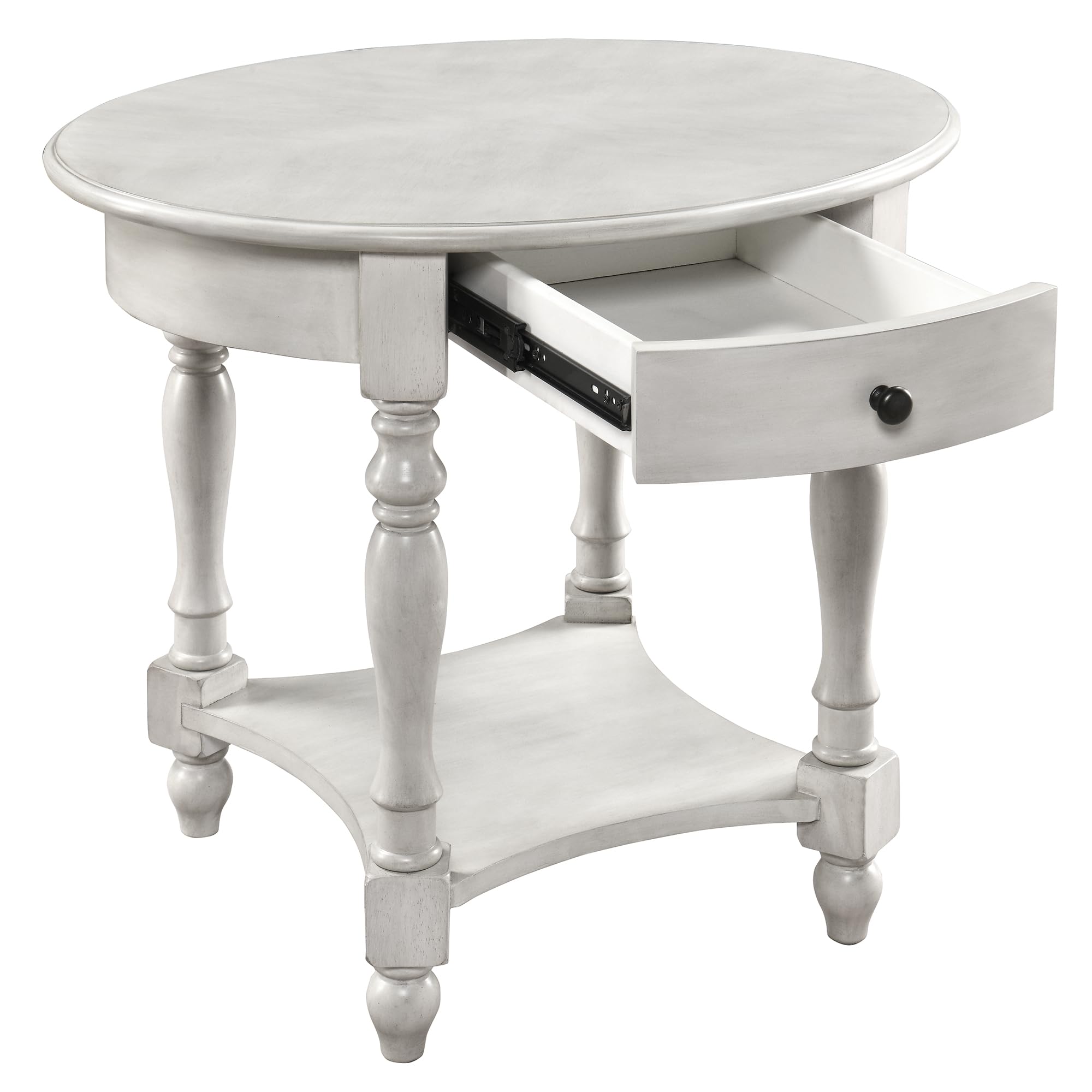 MODERION Oval End Table with Drawer, Solid Wood Sofa Side Storage Shelf, Traditional Living Room Corner Table, Nightstand, Easy Assembly 28INCH x 22INCH 24INCH Antique Walnut CJZ2233RW White