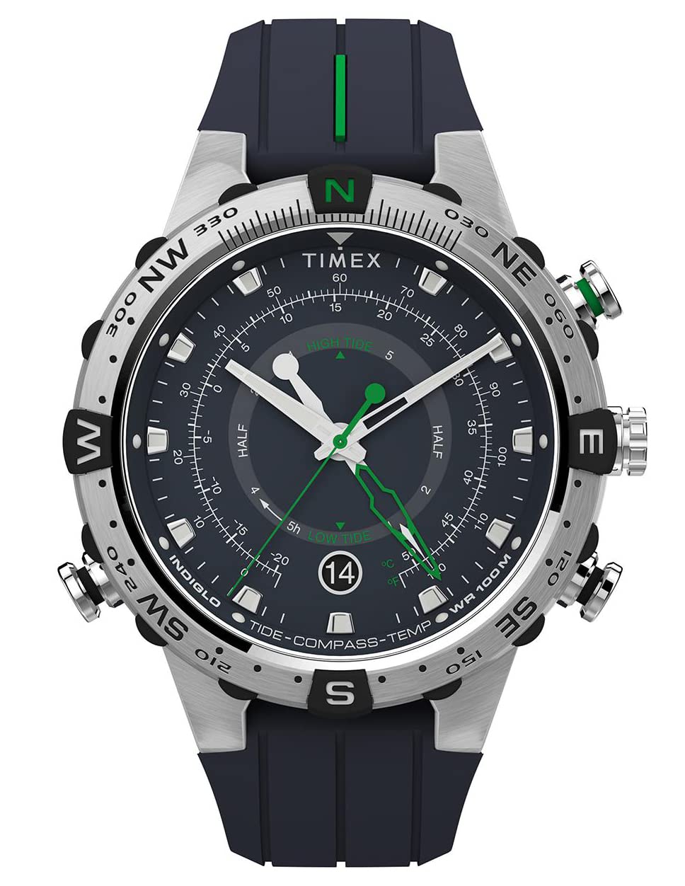 Timex Unisex Gray Expedition Tide-Temp-Compass 45Mm Silicone Strap Watch