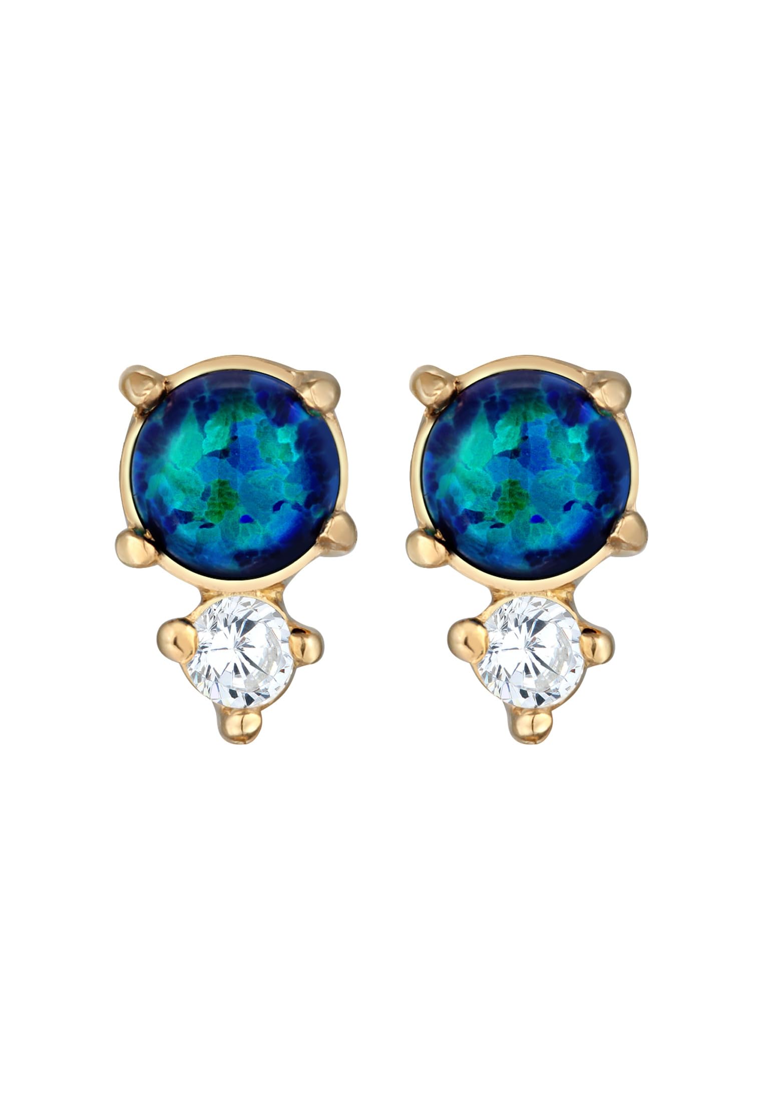 Elli Ohrringe Damen Ohrstecker Vintage mit Zirkonia Kristallen und Opal