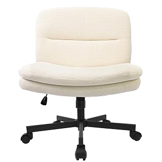 Chaise de Bureau Ergonomique, Pivotante 360° avec roulettes et Frein à Gravité, sans Accoudoirs, Réglable en Hauteur, Chaise Ergonomique Supporte 136 kg, pour Chambre à Coucher, Salon, Beige - Amazon product rated Grade A