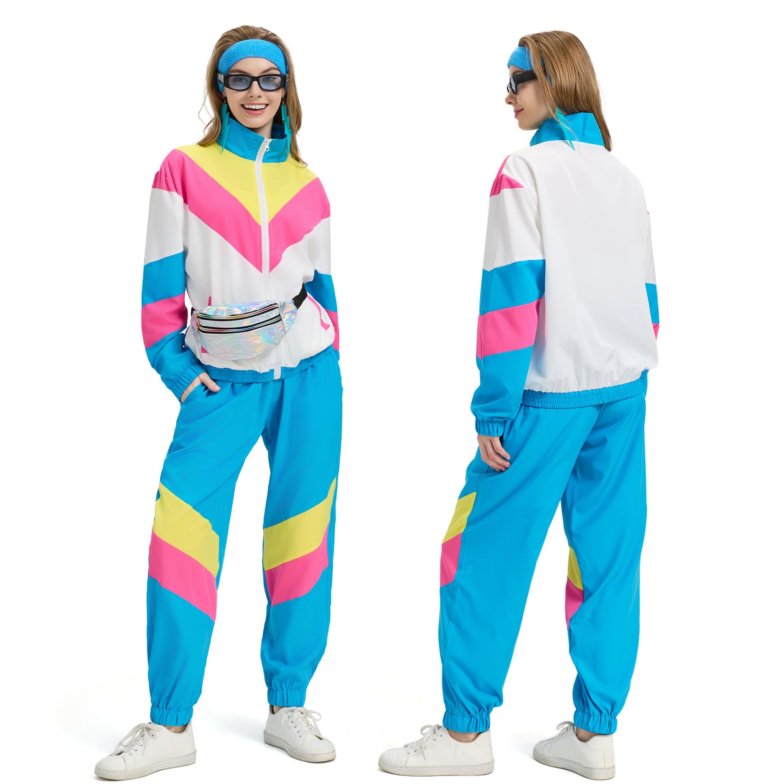 Disfraz de Años 80 90 Mujer, Disfraces 80s 90s, Retro Vestido Años 80 90 Traje Pantalones Accessorios Mujeres para Carnaval