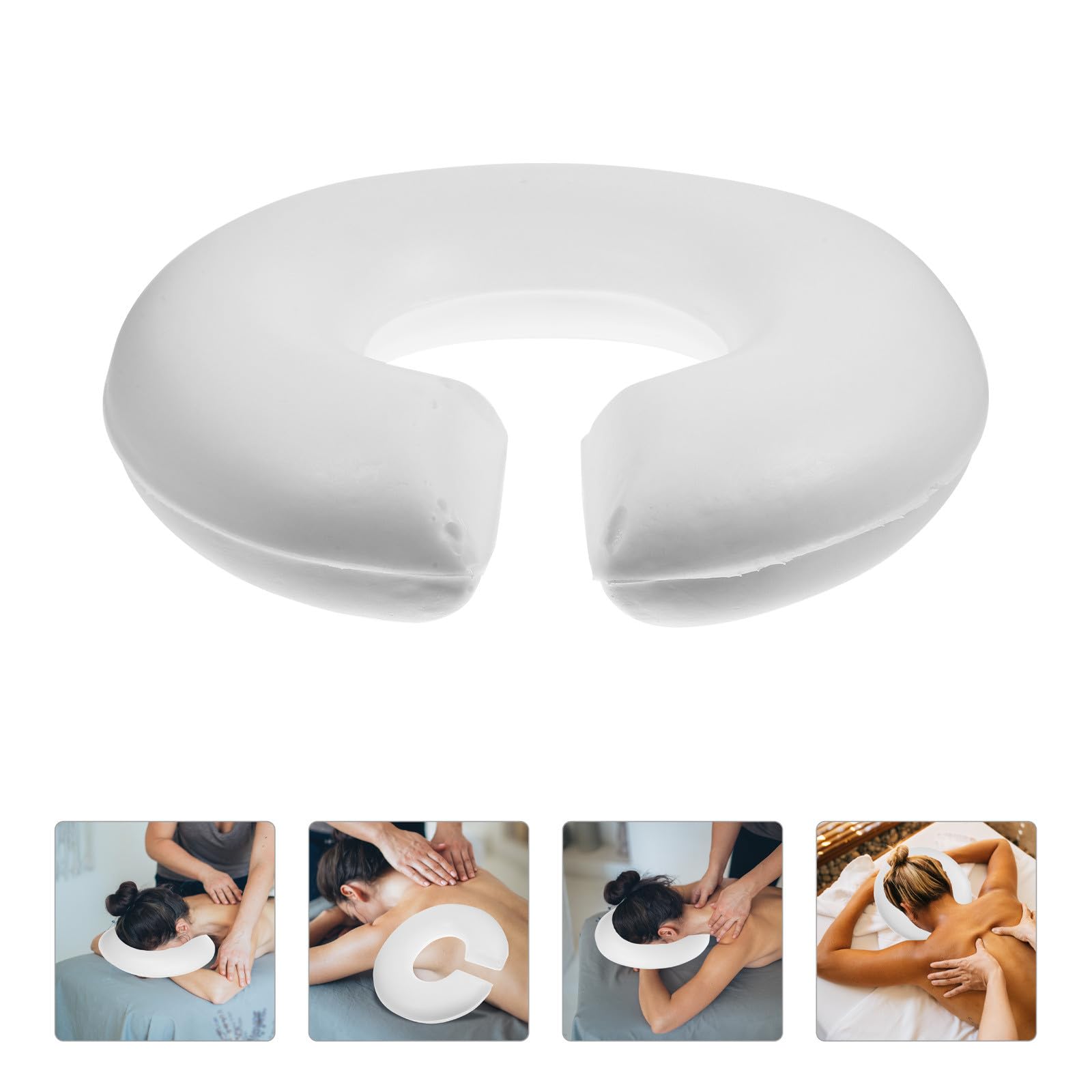 UKCOCO Coussin Cervical en Mousse à Mémoire de Forme Appui-tête de Massage pour Lit, Confort et Relaxation, pour Salons et Spas, en Coton Blanc de Forme en U