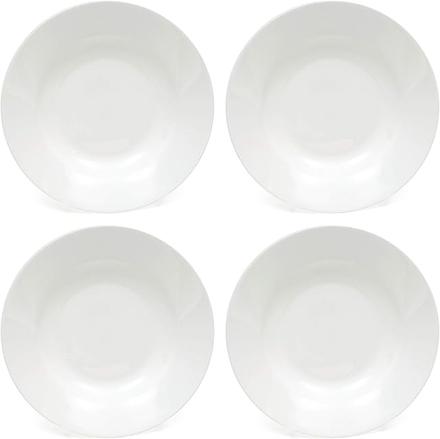 Maxwell & Williams Cashmere Side Plates, Wide Rimmed Style, Fine Bone China, White, 23 cm, 4 Piece Set of Salad/Dessert Plates