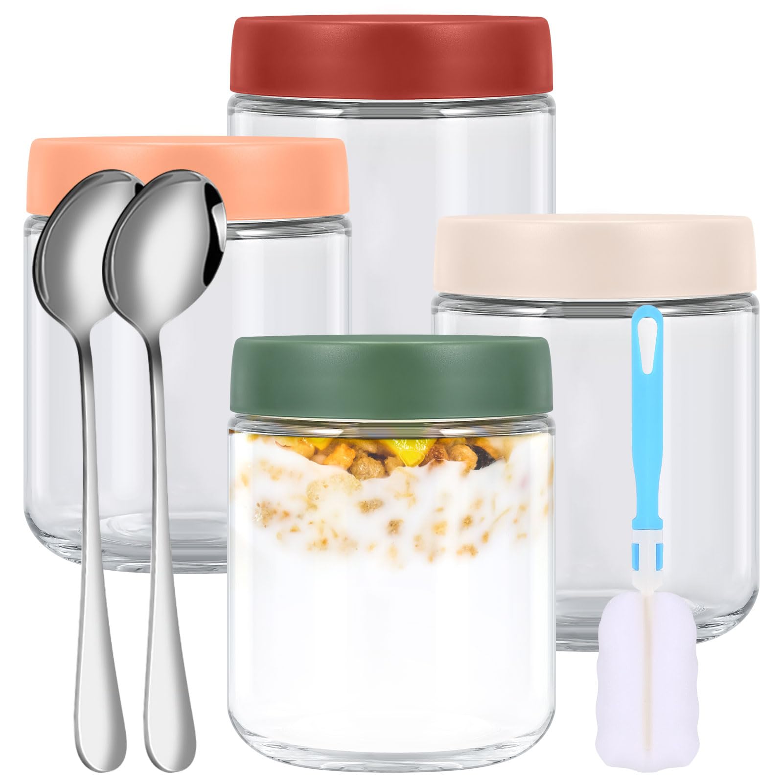 6 Barattoli Vetro 500ml Per Alimenti Con Coperchi Ermetici Ed Etichette