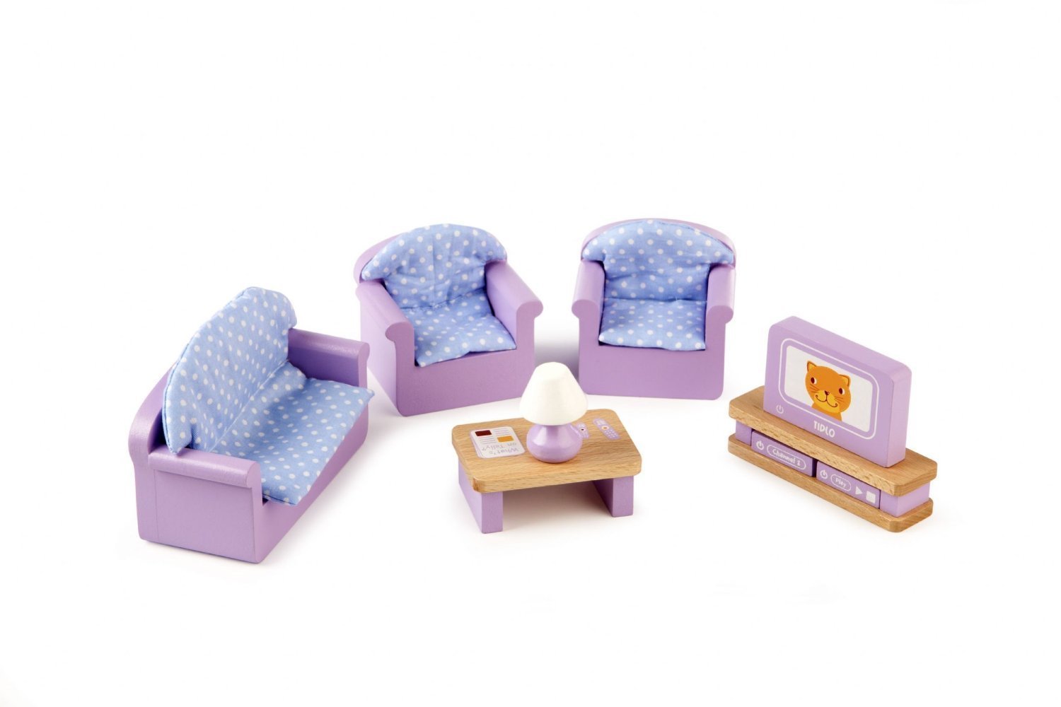 Wooden Doll's House Living Room Furniture Set