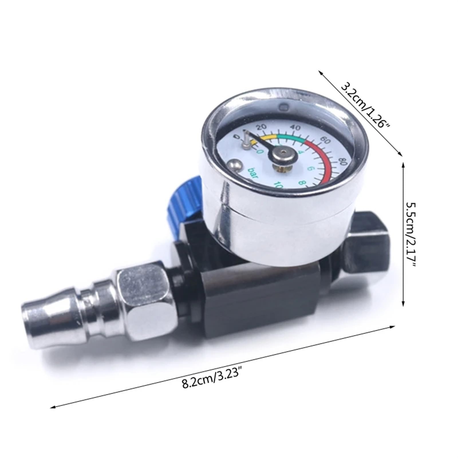 Manomètre, 1/4” Pistolet à Peinture-Régulateur de Pression d'air Manomètre 0 à 140 PSI Adaptateur Accessoires d'Outils Pneumatiques(Couleur:Rouge)(Couleur:Rouge)
