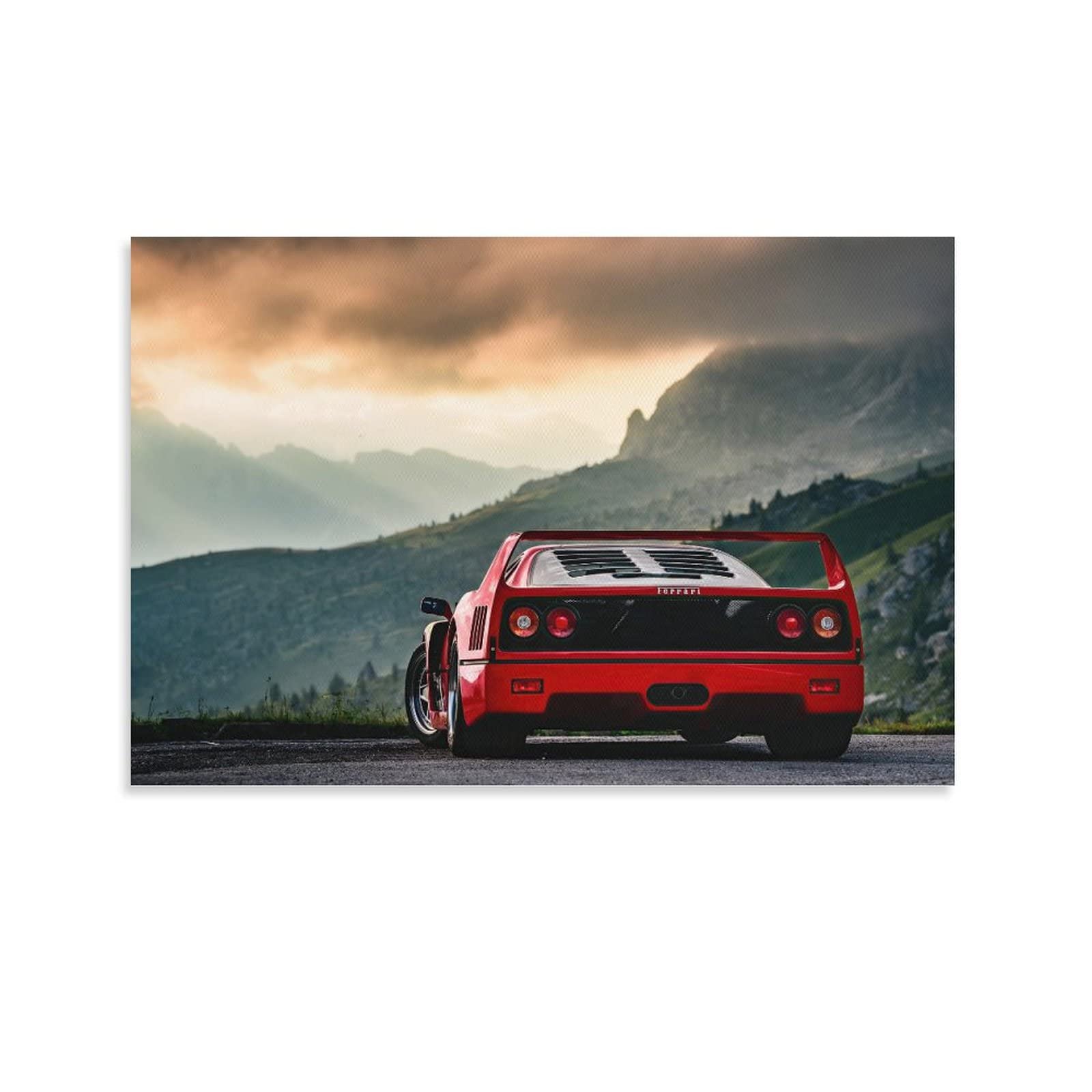 Este Red Racing Car Poster For Ferrari F40 Supercar Sports Car Poster Decorative Painting Canvas Wall Posters And Art Picture Print Modern Family Bedroom Decor Posters 12X18inch(30X45cm)