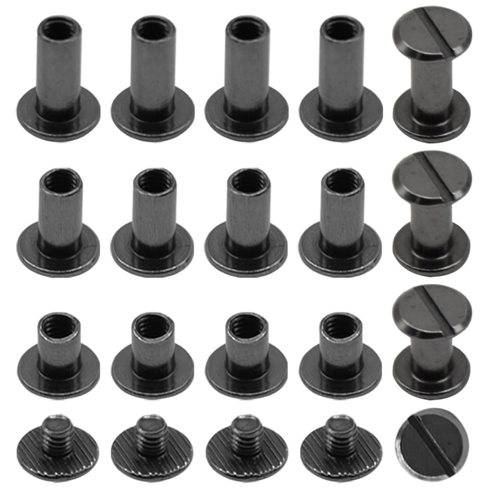 Ruidee 150 Pcs/75 Set Chicago Screws M5 Stainless Steel Binding Screw Post Leather Screws Metal Nail Rivet Chicago Button for Albums Belt Bookbinding (ZD-D/Gunmetal)