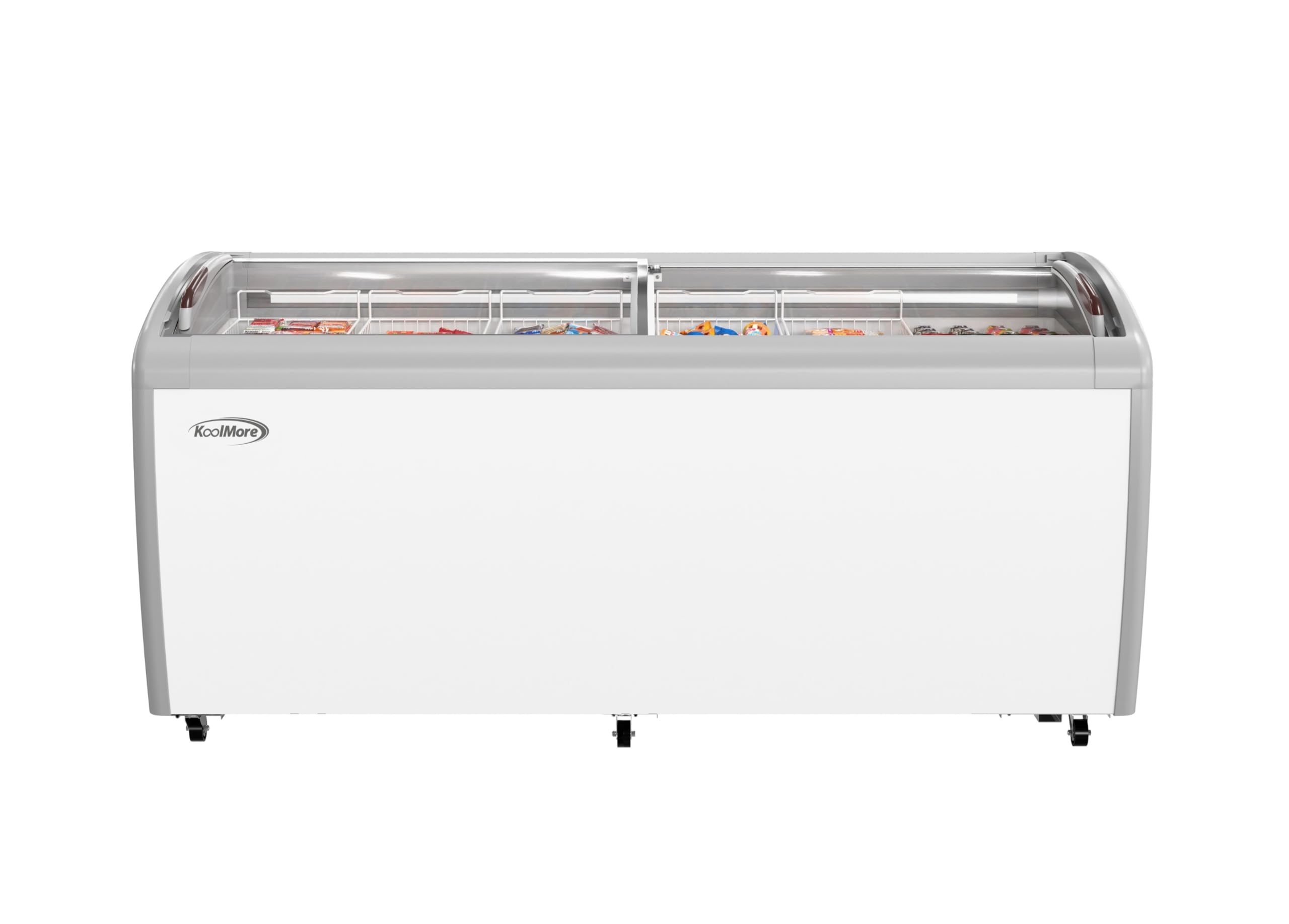 KoolMore Commercial Ice Cream Freezer Display Case with 6 Storage Baskets and Clear, Sliding Lid for Convenient Stores, Gas Stations, or Business Use, Large 20 cu. ft. Capacity (MCF-20C)
