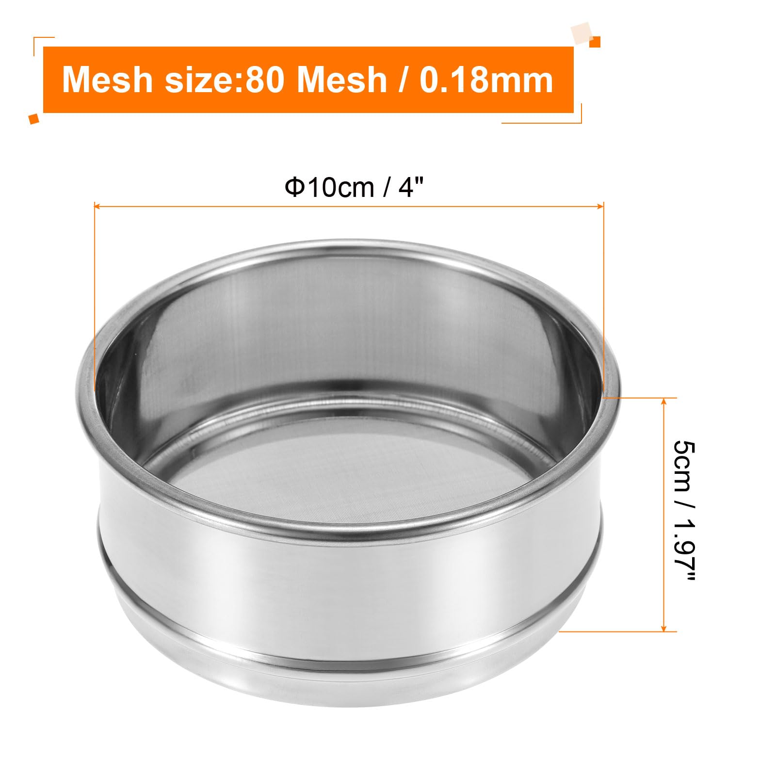 PATIKIL Tamiz de Laboratorio 80 Mesh, 4" Diámetro, Malla de Acero Inoxidable 304 (0.18mm) para Laboratorios Industriales