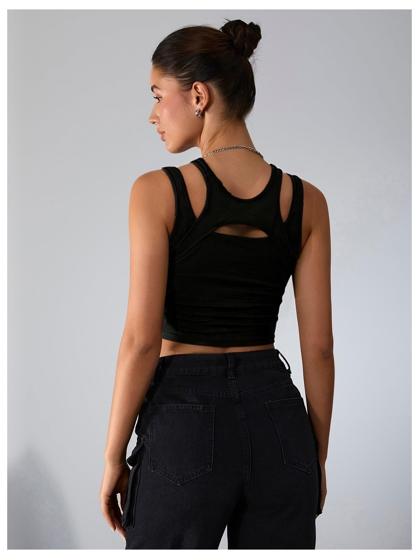 Milumia Women's Cut Out Gothic Tank Top Sexy Going Out Crop Tops Rave Outfits: Large Deep Blue