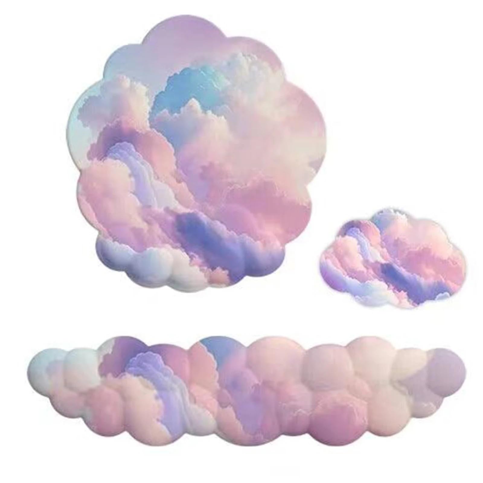 Tappetino Mouse Con Poggiapolsi Set poggiapolsi in memory foam Cloud | Supporto for tastiera e mouse, laptop antiscivolo for casa e ufficio(3 in 1 set7)