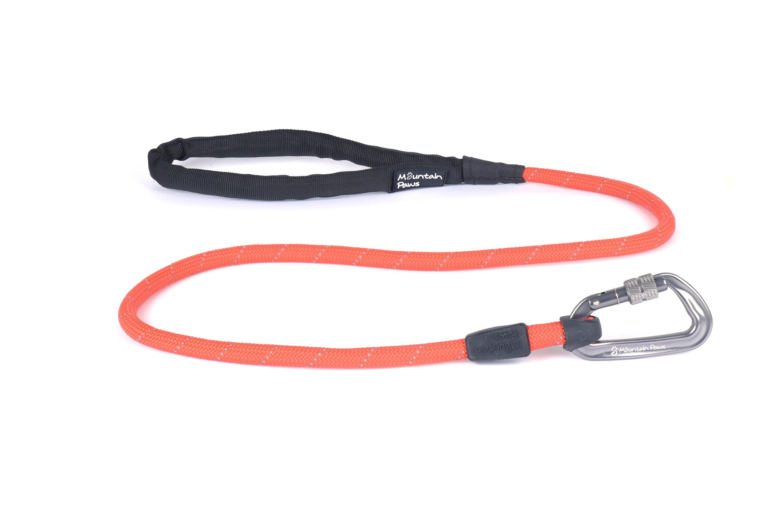 Mountain Paws Rope Karabiner Dog Lead | Reflective Lead With Padded Neoprene Handle, 1.2 Metres