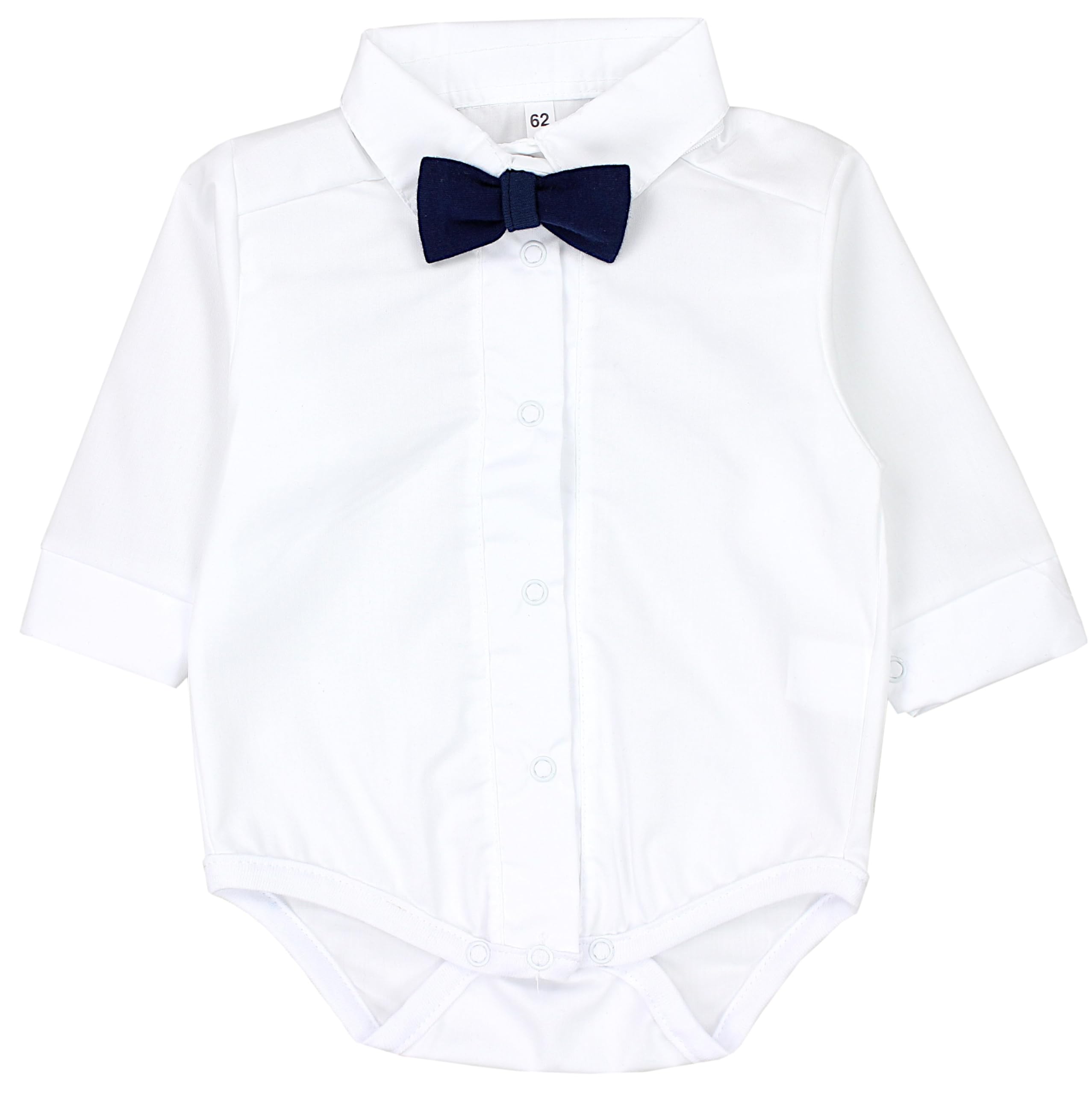 TupTam Baby Body Langarm Jungen mit Kragen – Hemdbody für Babys aus Baumwolle – Body Baby Festlich, Farbe: Weiß/Dunkelblaue Fliege, Kinder Größe: 74