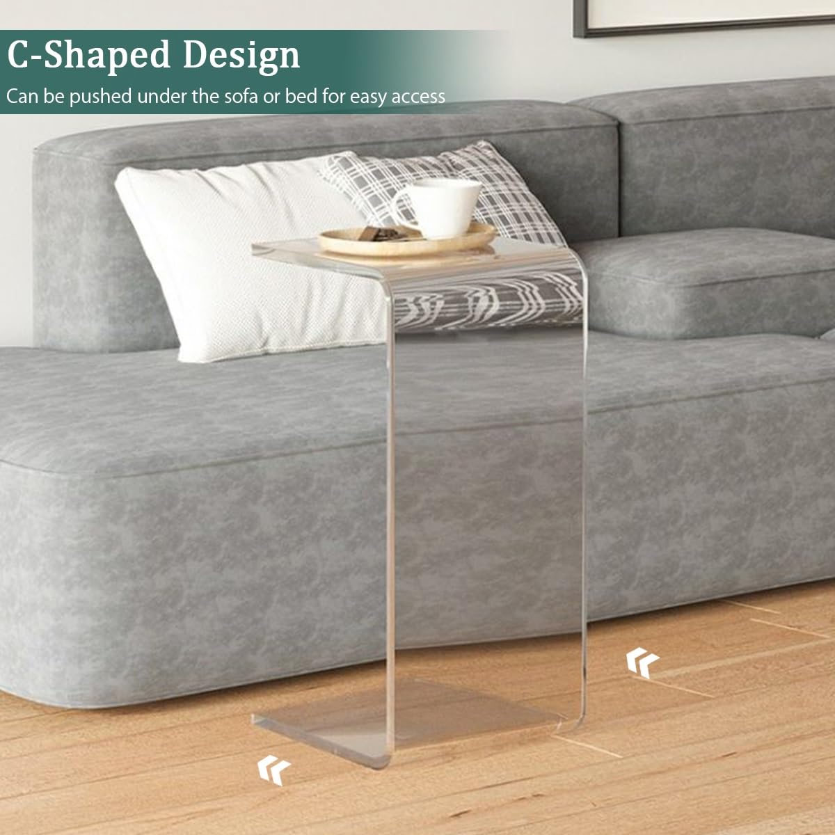 Mesa Auxiliar Acrílica Transparente,Mesa Auxiliar Forma C,Mesa Auxiliar Sofa,Mesas Auxiliares Para Salon,Mesa Auxiliar Alta,Mesa Pequeña Salon,Mesa De Centro Pequeña,Mesa Auxiliar De Estilo Moderno(Tr
