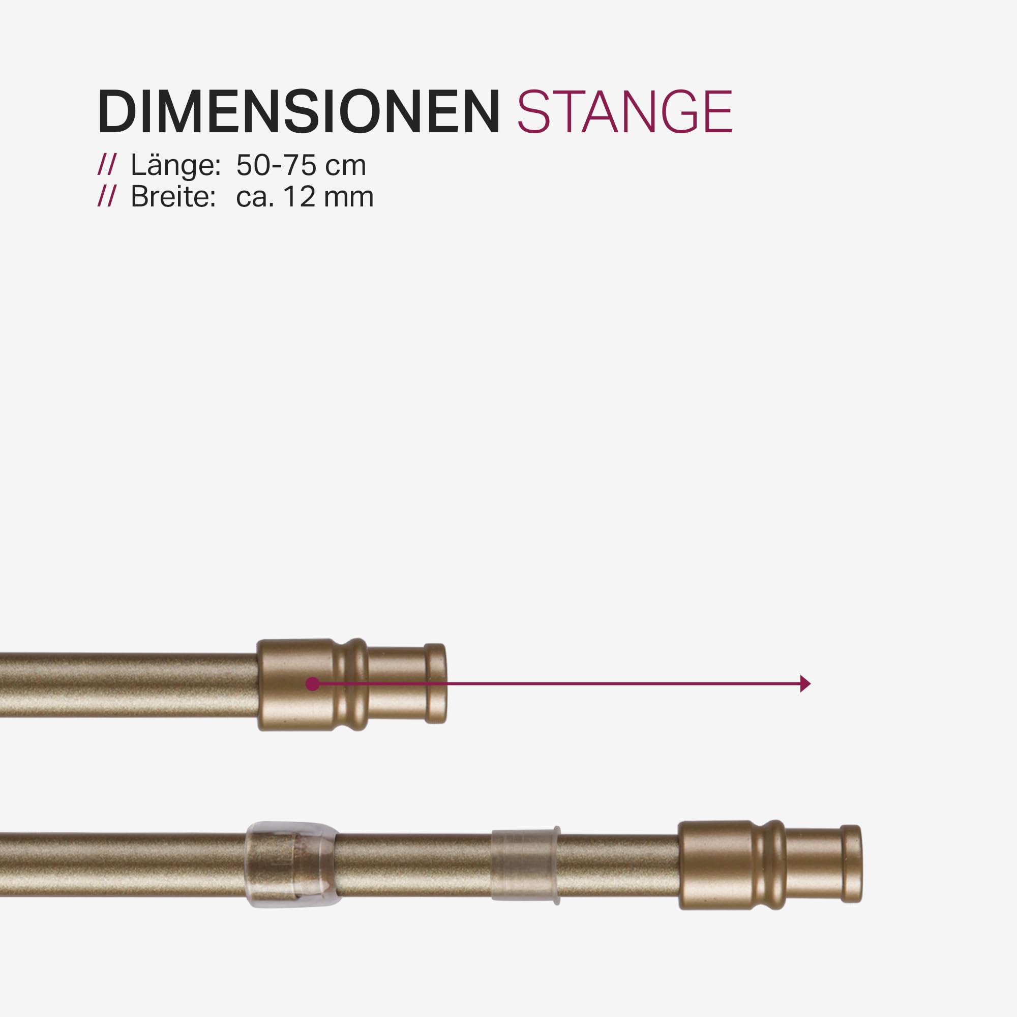 Uitschuifbare caferod goud complete set 50-75 cm kopen? Gordijnroedes