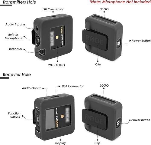 Miniatura 4 de YOUSHARES Funda de silicona compatible con RODE Wireless Go 2 Accesorios RODE Wireless Go II MIC Funda protectora de silicona (3 unidades, negro)
