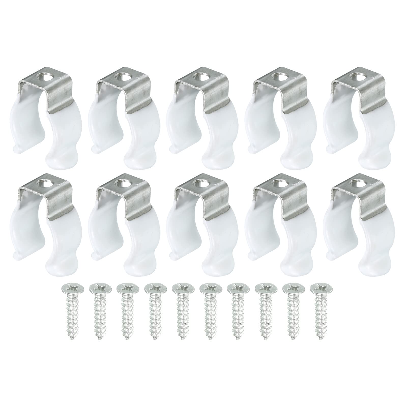 sourcing map 10 Piezas Soportes para Tubo Fluorescente T5, U Clips para Tubo LED Luz, Soporte Abrazadera Acero Inoxidable de Montaje con Tornillos