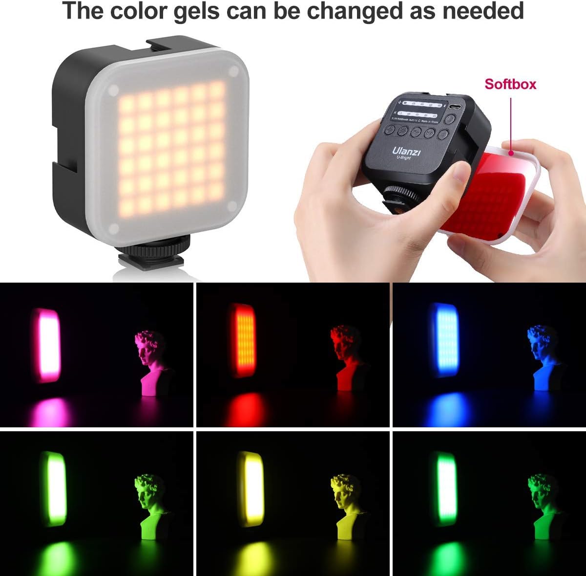 Ulanzi U-Bright LED Video Light on Camera with Tripod, Portable Photography Lighting Kit Photo Studio Fill Lamp with 6 Color Filters, CRI95+ 2700K-6500K Bicolor Dimmable 3000mAh Rechargeable Battery