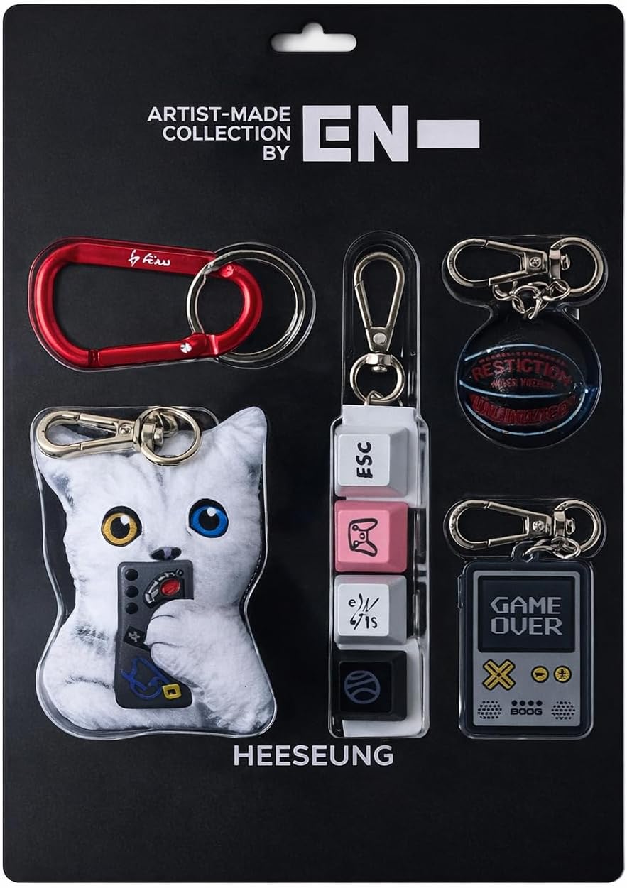 ENHYPEN [BY ENHYPEN - HEESEUNG] EVAN'S UNSERIOUS KEYRING PACKAGE + 1 Official PhotoCard & 3 Extra Photocards Set(MULTI ver.)