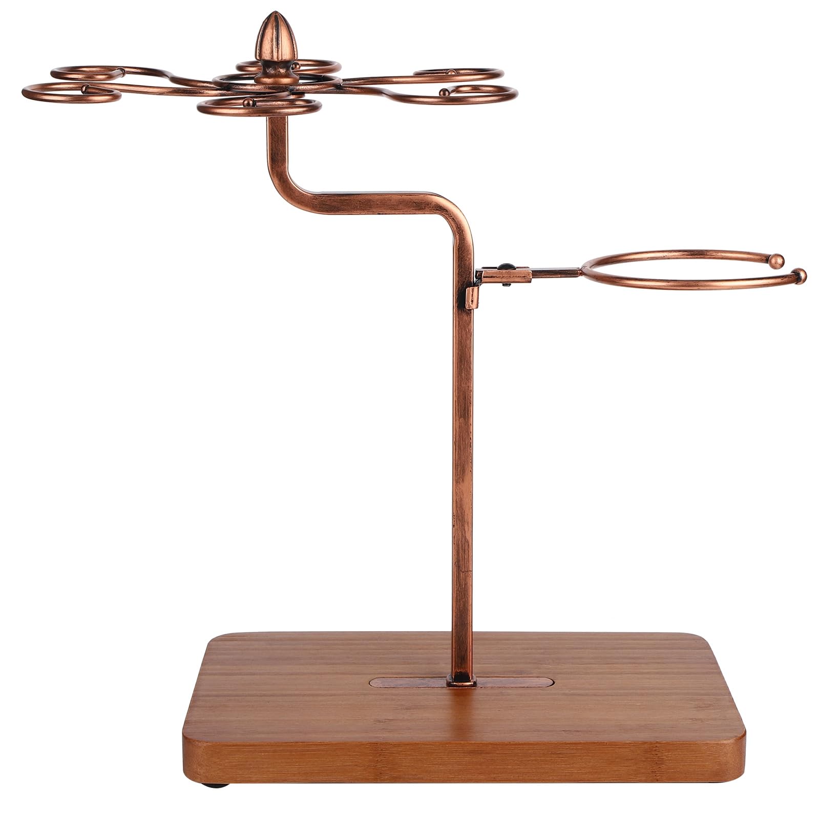 Soporte para copas de vino, soporte para copas de hierro y madera, montaje en escritorio, capacidad para 6 vasos, para el hogar, cocina, restaurante, bar, bronce (Bronce)