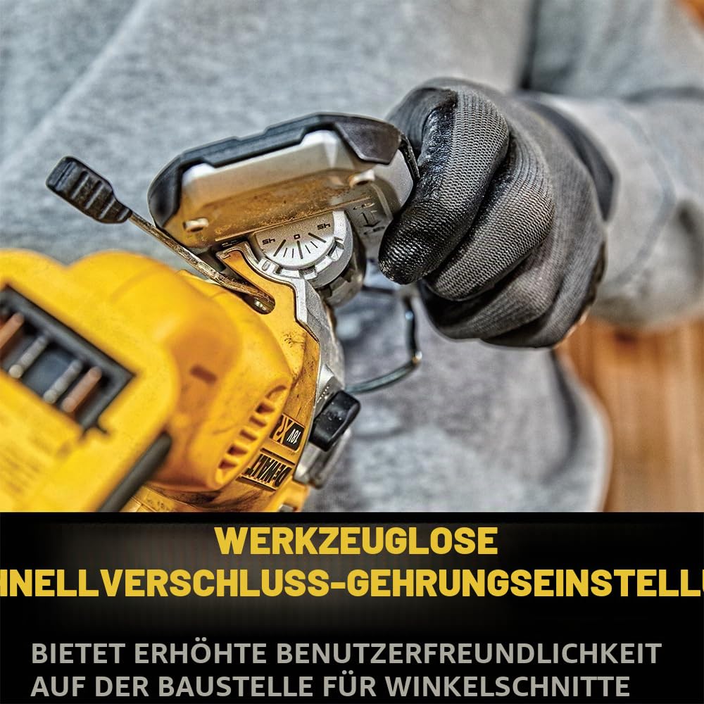 Dewalt 18V Akku-Pendelhubstichsäge DCS335NT (bürstenlos, verstellbarer Alu-Druckguss-Sägeschuh, 3-fach Pendelhub, inkl. Absaugadpater, Sägeschuh-Schutzauflage, TSTAK Box II, Lieferung ohne Akku)