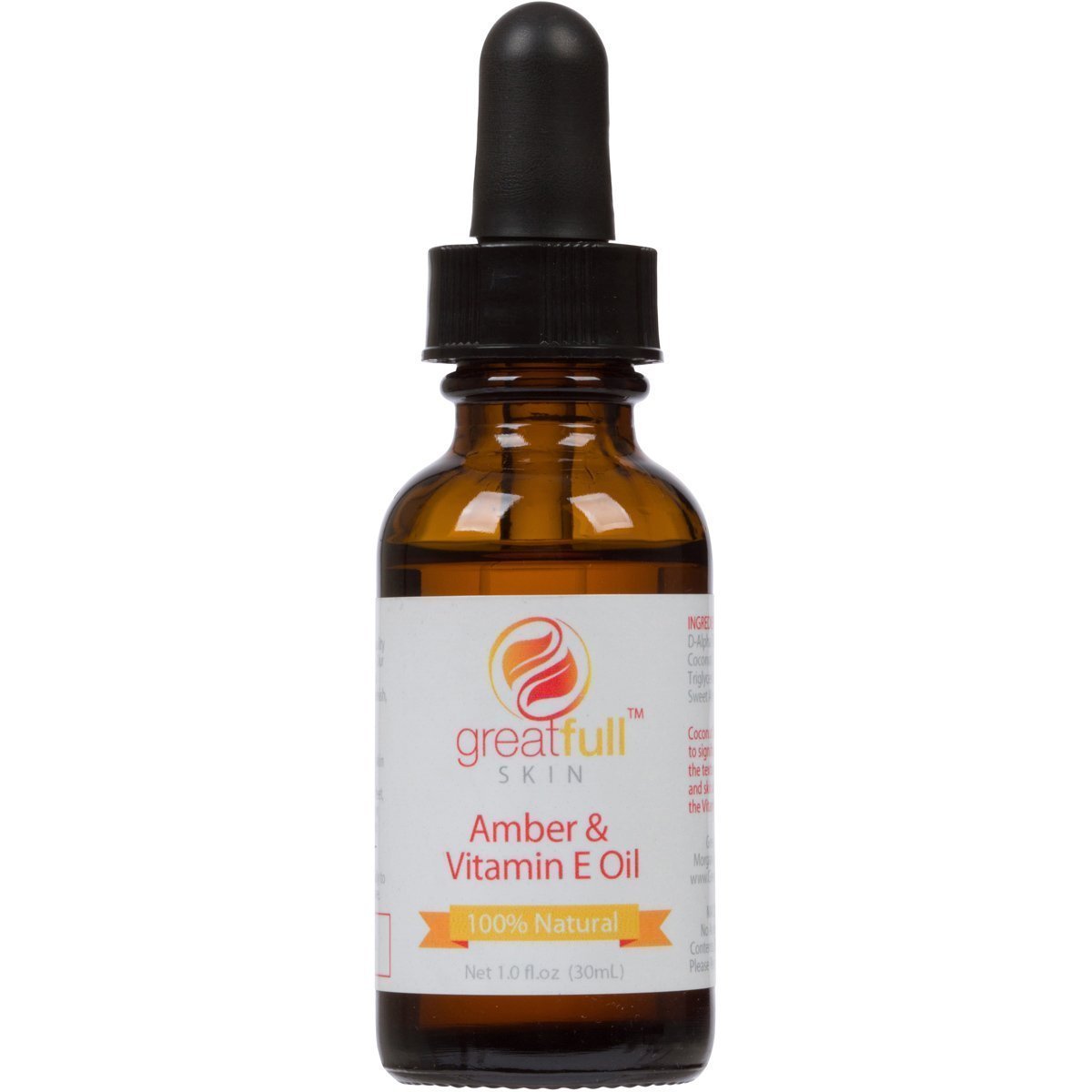 Vitamin E Oil By GreatFull Skin, 100% Natural - With Sweet Almond, Rose Hip Seed, and Amber Essential Oils - 10000 IU, 1 Ounce