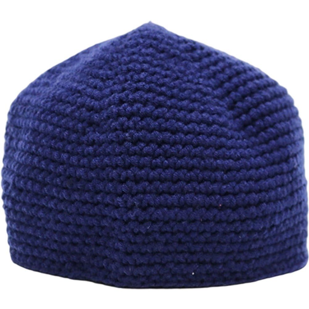 Hrippy Men's Blue Turkish Muslim Hat Knitting Prayer Hats Winter Knitting Kufi Cap For Taqiya, Takke, Islamic Caps Muslim Headwrap