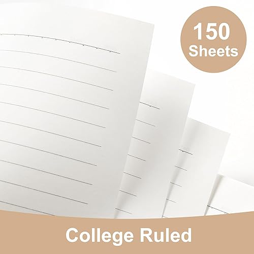 Miniatura 5 de Cuaderno de espiral de tapa dura, 150 hojas, 1 materia, cuaderno de rayas universitarias para oficina, reuniones, cuaderno de composición esencial